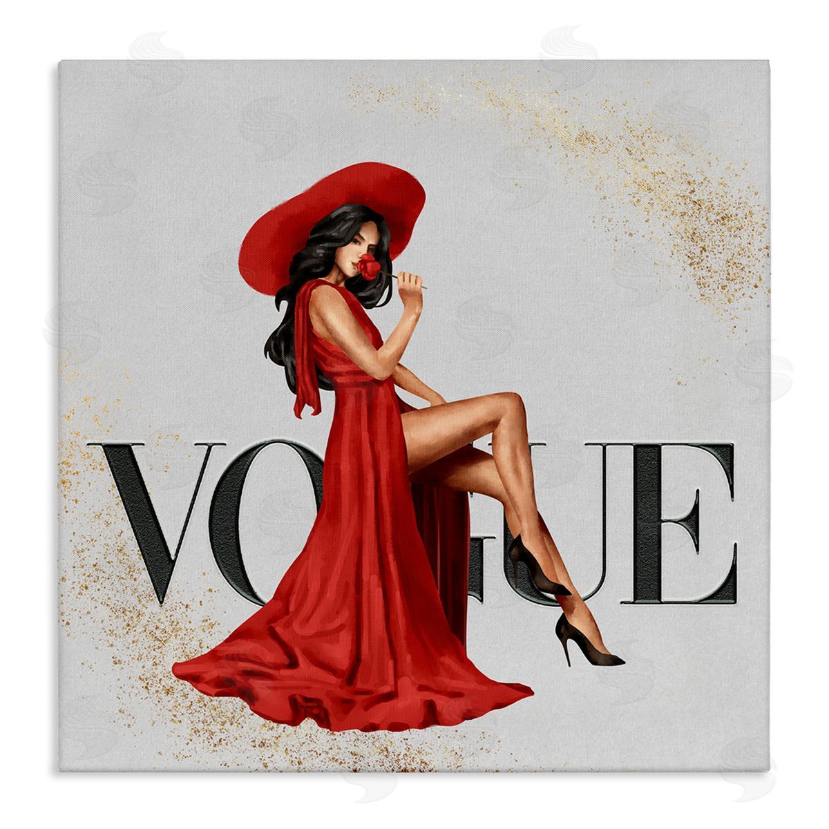 Ziwei Li Glam Fashionista Red Dress Designer Brand Canvas Wall Art