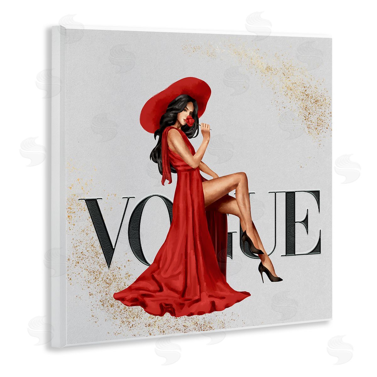 Ziwei Li Glam Fashionista Red Dress Designer Brand Wall Plaque Art