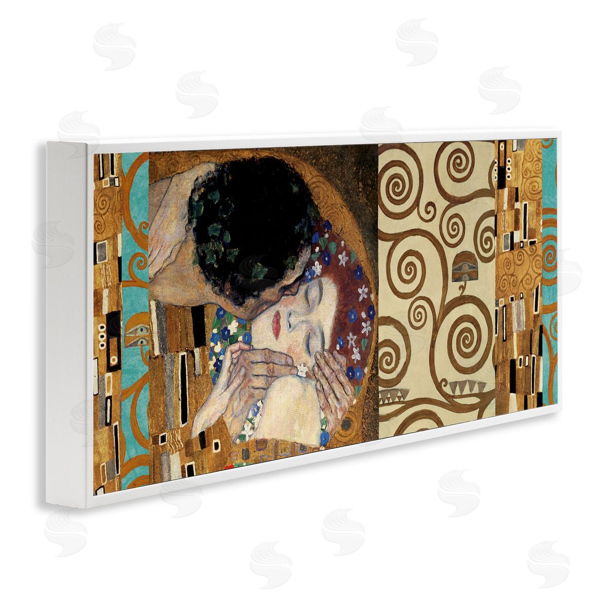 Gustav Klimt The Kiss Traditional Klimt Painting White Framed Giclee Wall Art