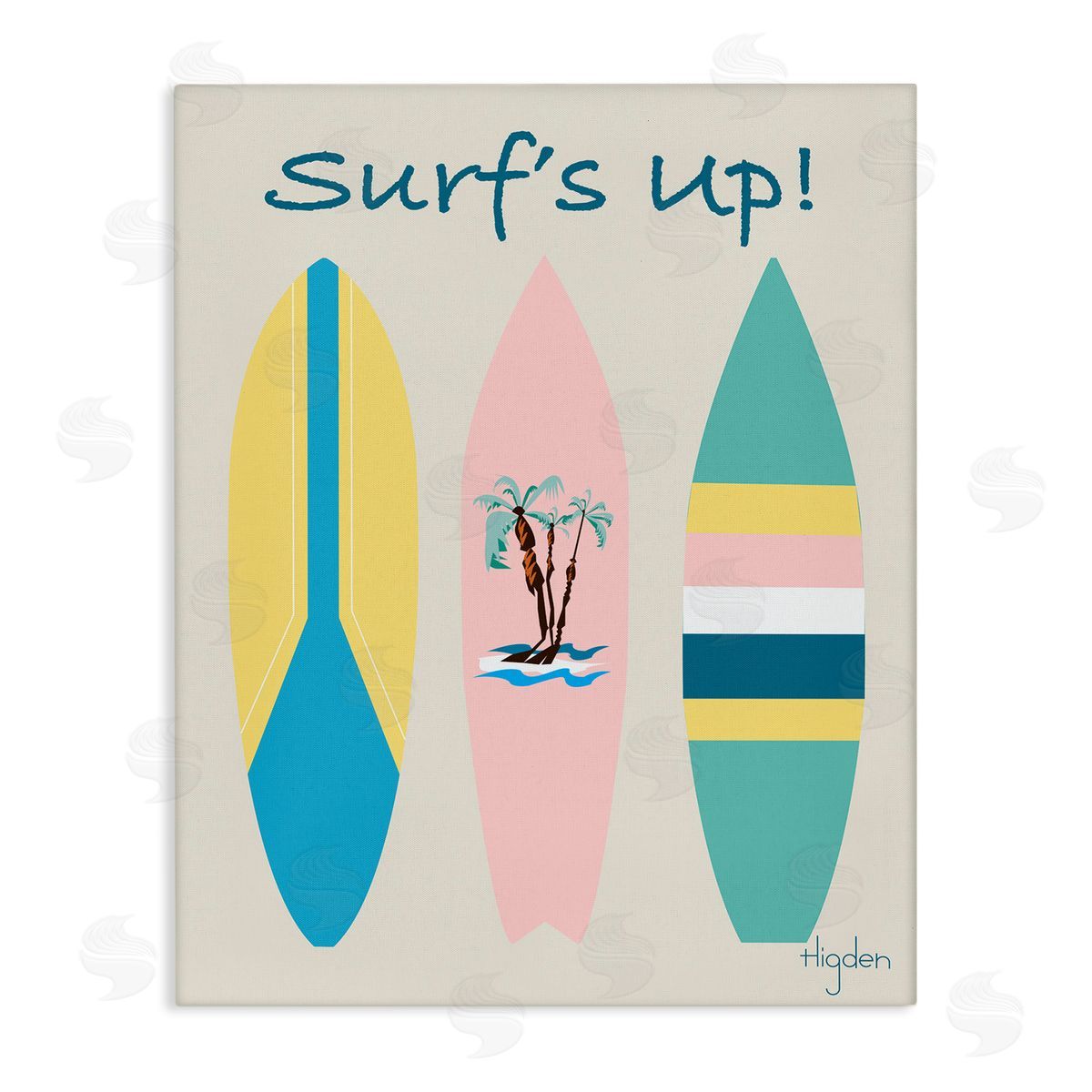 Mark Higden Surf's Up Pastel Surfboards Canvas Wall Art