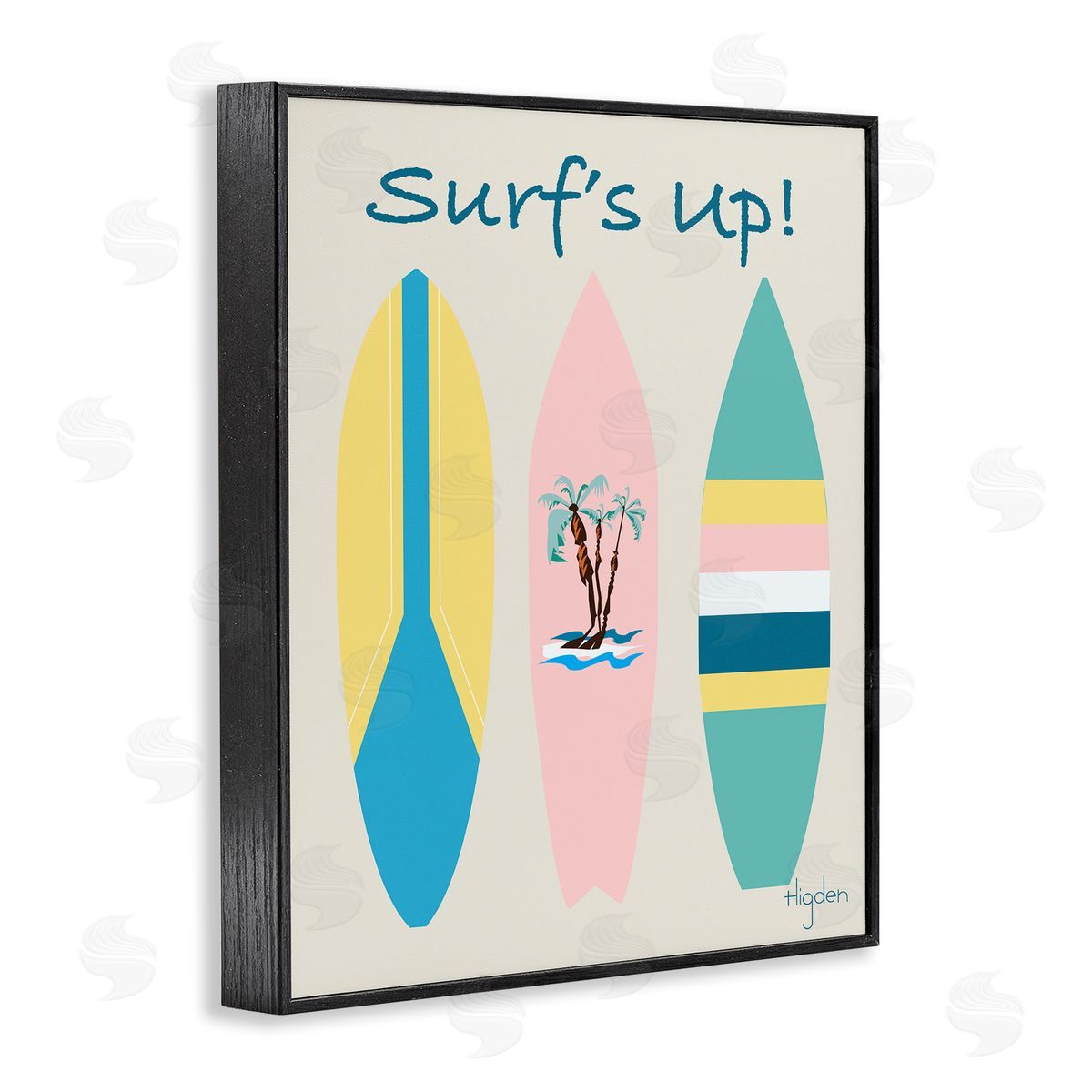 Mark Higden Surf's Up Pastel Surfboards Black Framed Giclee Wall Art