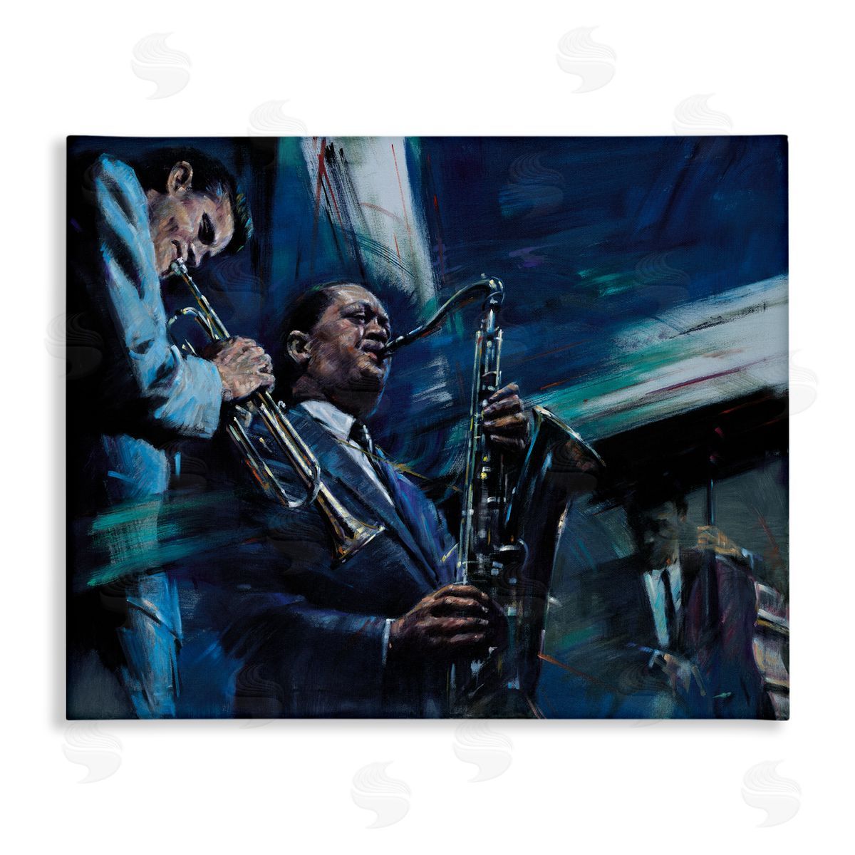 Jin G. Kam Abstract Instrumental Musicians Jazz Traditional Canvas Wall Art