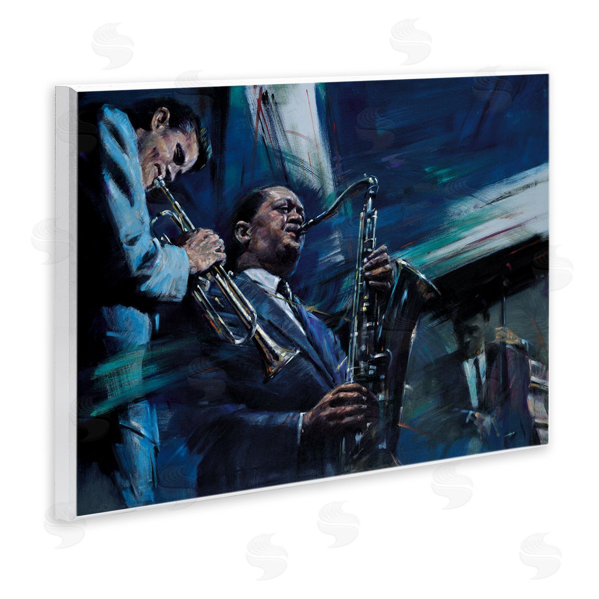 Jin G. Kam Abstract Instrumental Musicians Jazz Traditional Wall Plaque Art