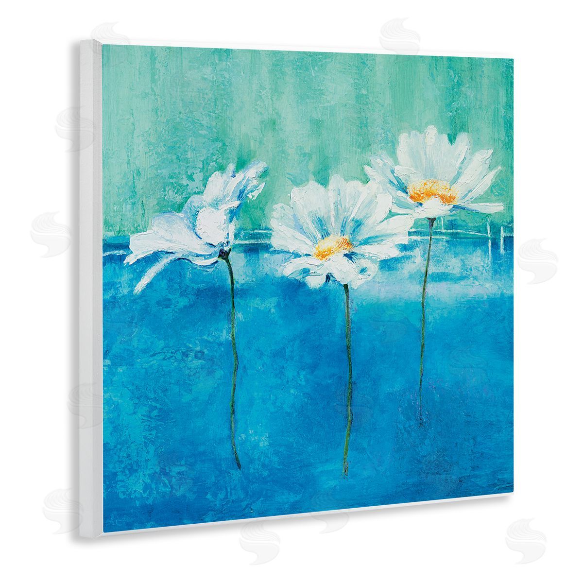 Isabelle Herbert Abstract Blue Pop White Daisy Wall Plaque Art