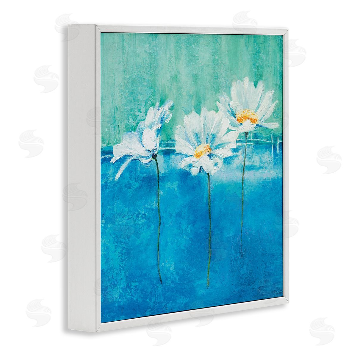 Isabelle Herbert Abstract Blue Pop White Daisy White Framed Giclee Wall Art