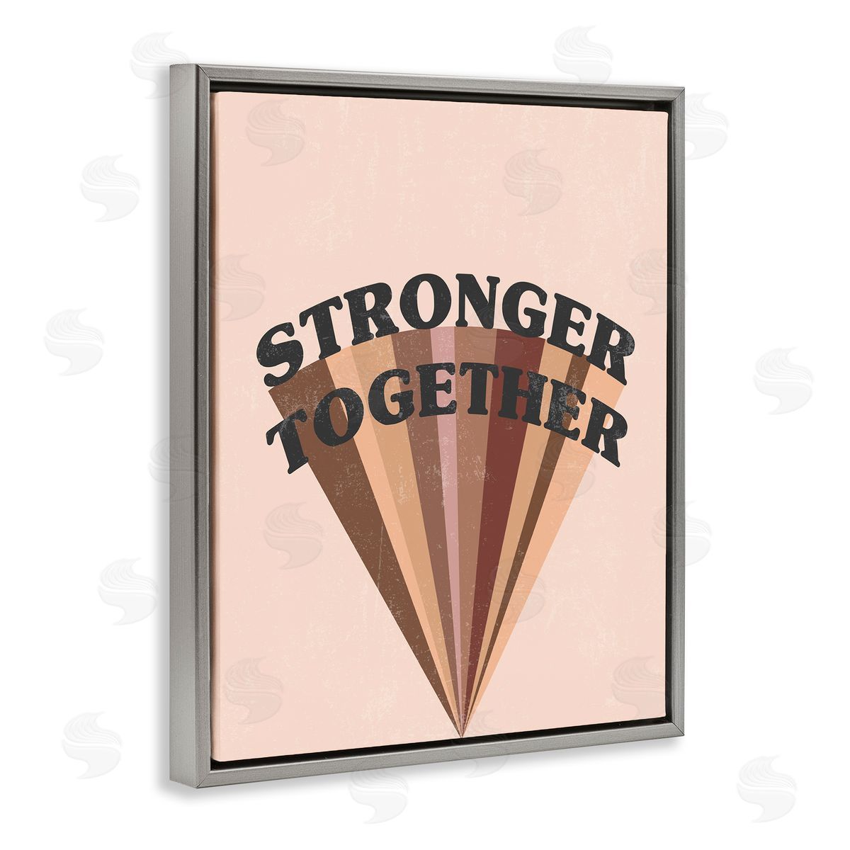 Stupell Studio Stronger Together Skin Tone Rainbow Gray Floater Frame Canvas Art