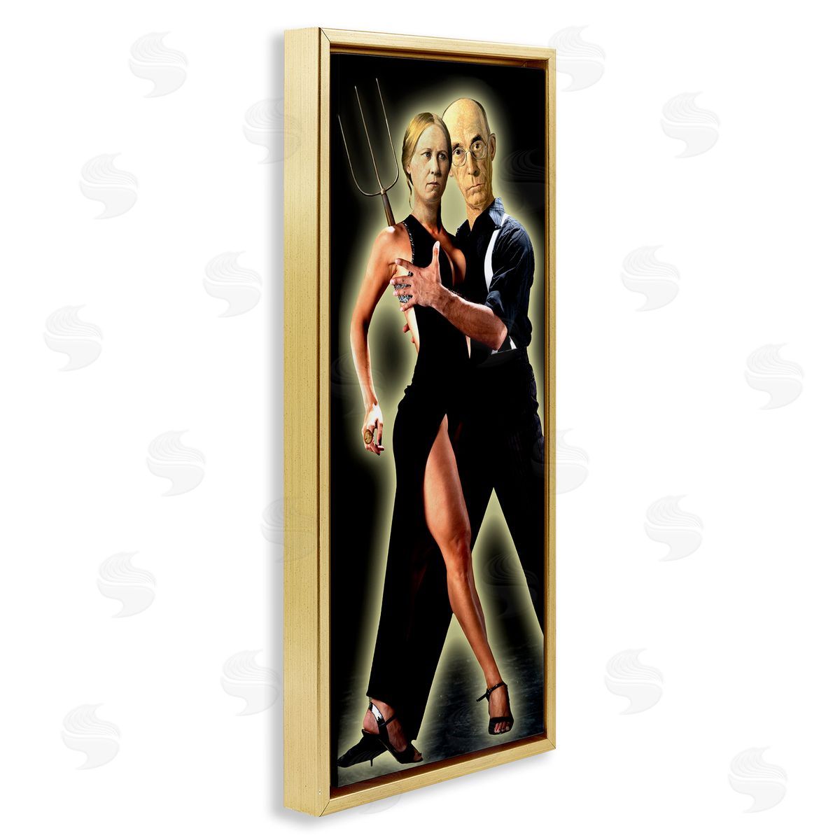 Barry Kite Sultry American Gothic Dance Parody Gold Floater Frame Canvas Art