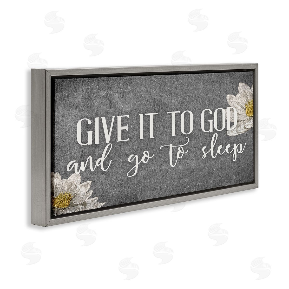 Give It to God Grey Phrase Grey Floating Frame Canvas Wall Art, Home Decor by Kim Allen