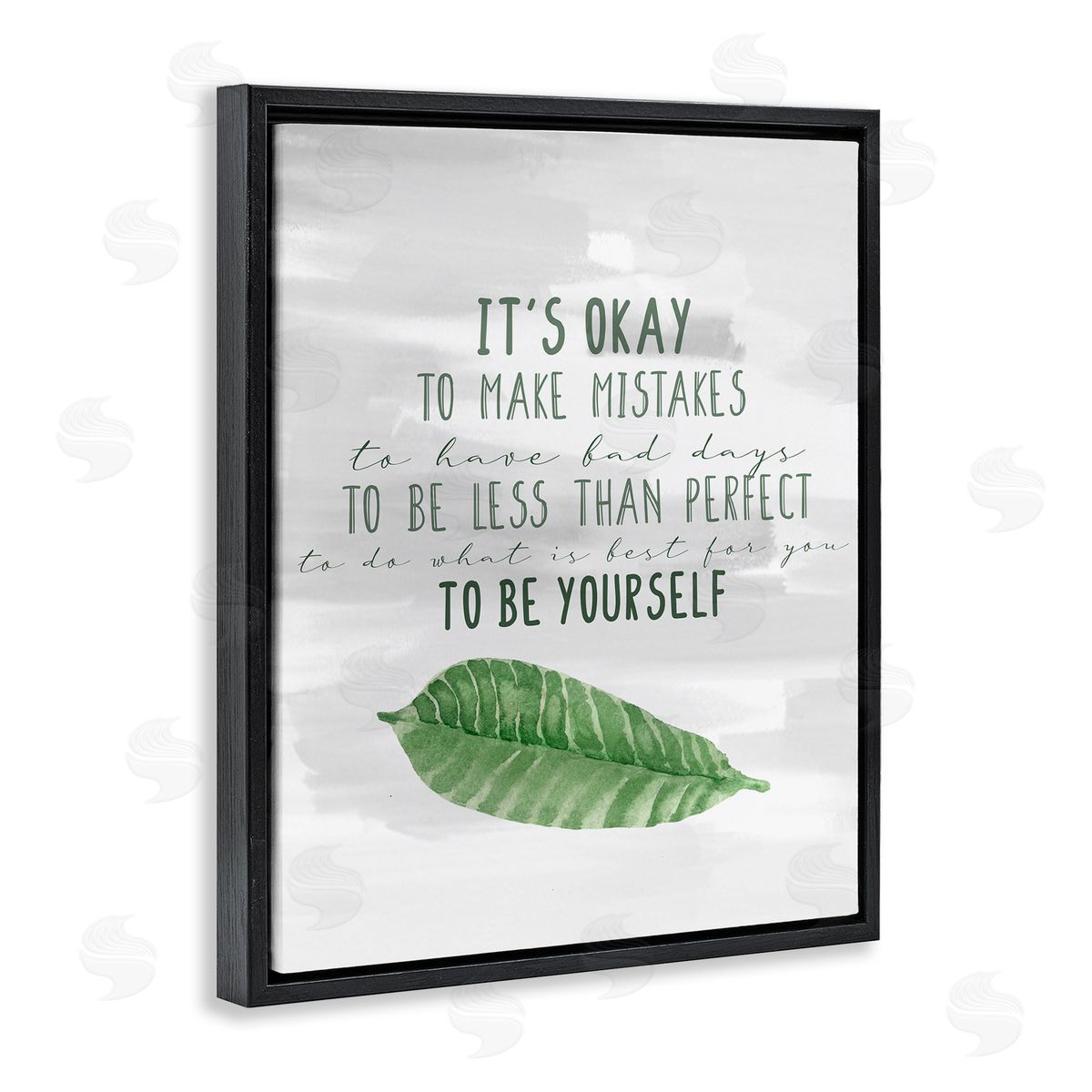 Kim Allen Motivational Okay to Make Mistakes Leaf Black Floater Frame Canvas Art