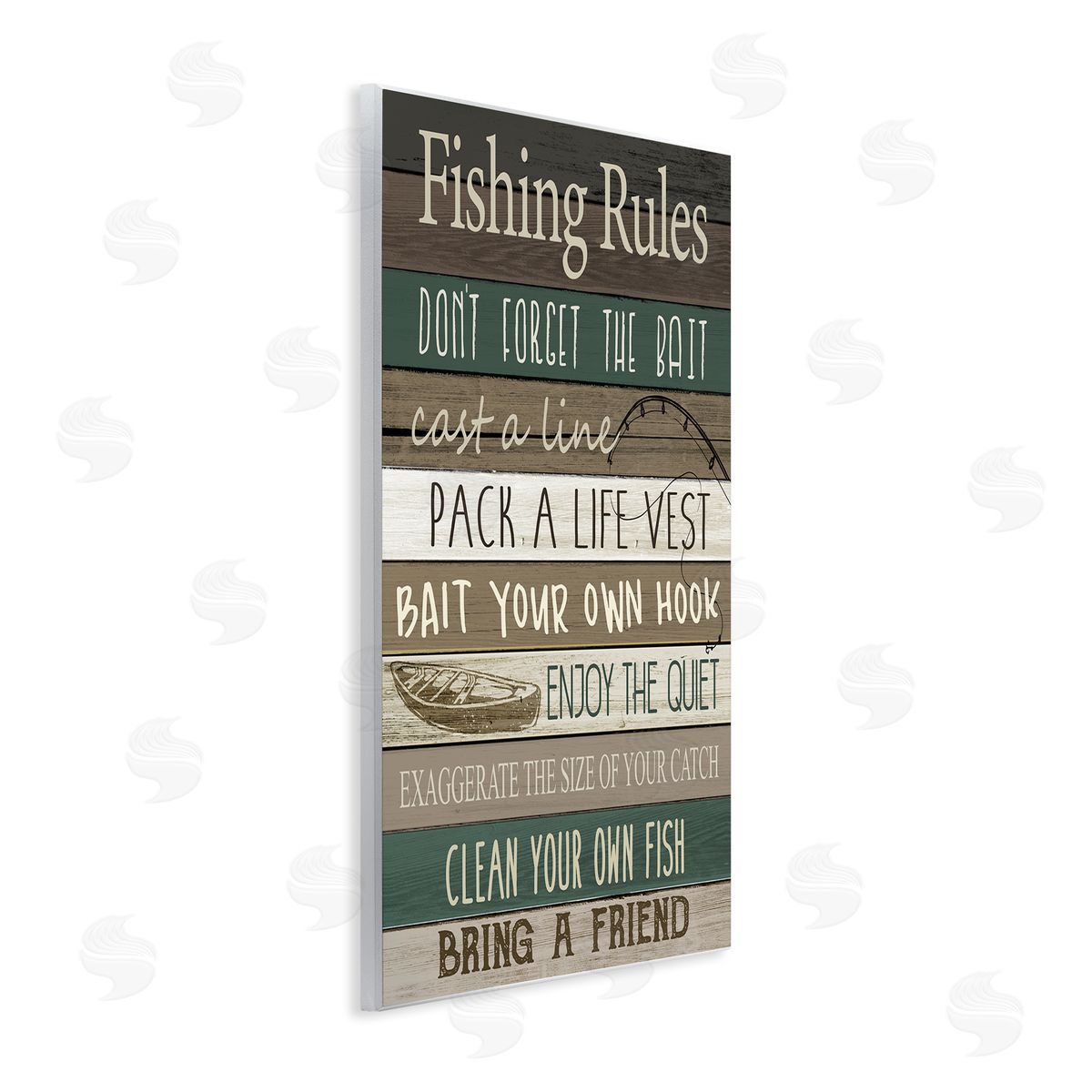 Kim Allen Rustic Fishing Rules Sign Wall Plaque Art