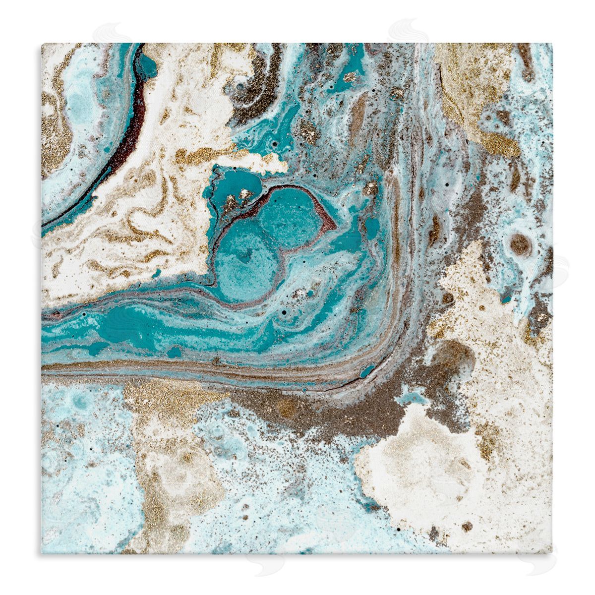 Kim Allen Abstract Fluid Turquoise Contrast Design Canvas Wall Art