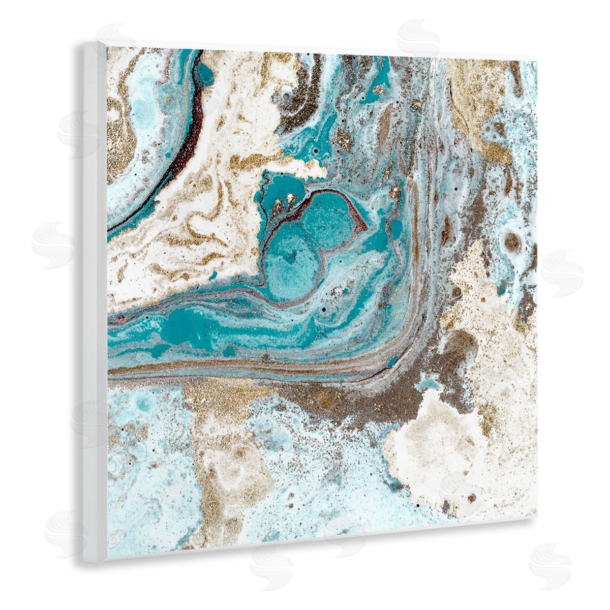 Kim Allen Abstract Fluid Turquoise Contrast Design Wall Plaque Art