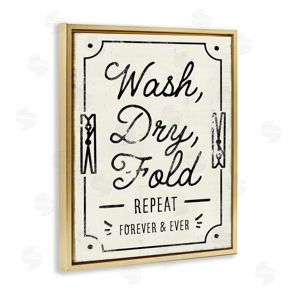 Victoria Barnes Charming Laundry Wash Dry Fold Gold Floater Frame Canvas Art