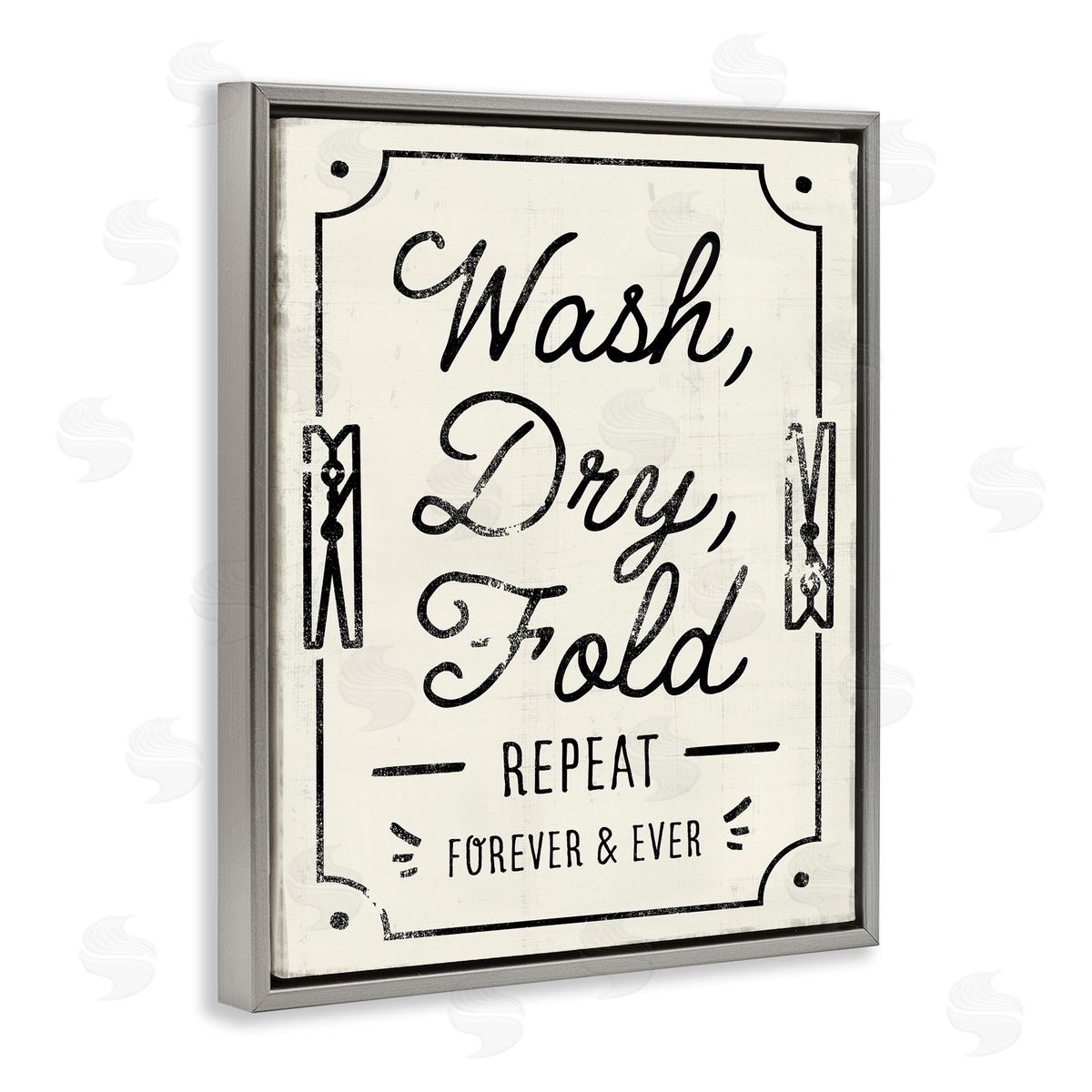 Victoria Barnes Charming Laundry Wash Dry Fold Gray Floater Frame Canvas Art