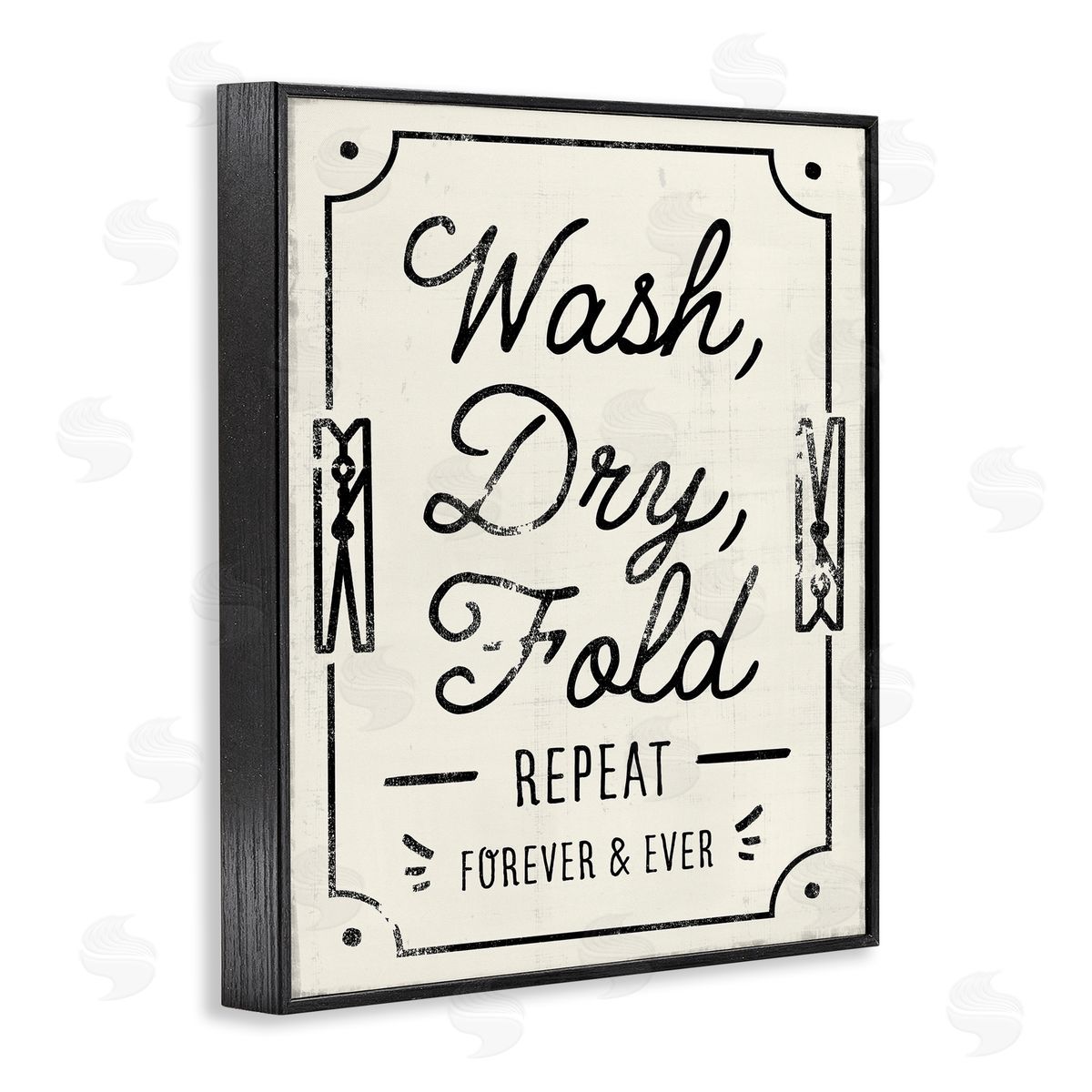 Victoria Barnes Charming Laundry Wash Dry Fold Black Framed Giclee Wall Art