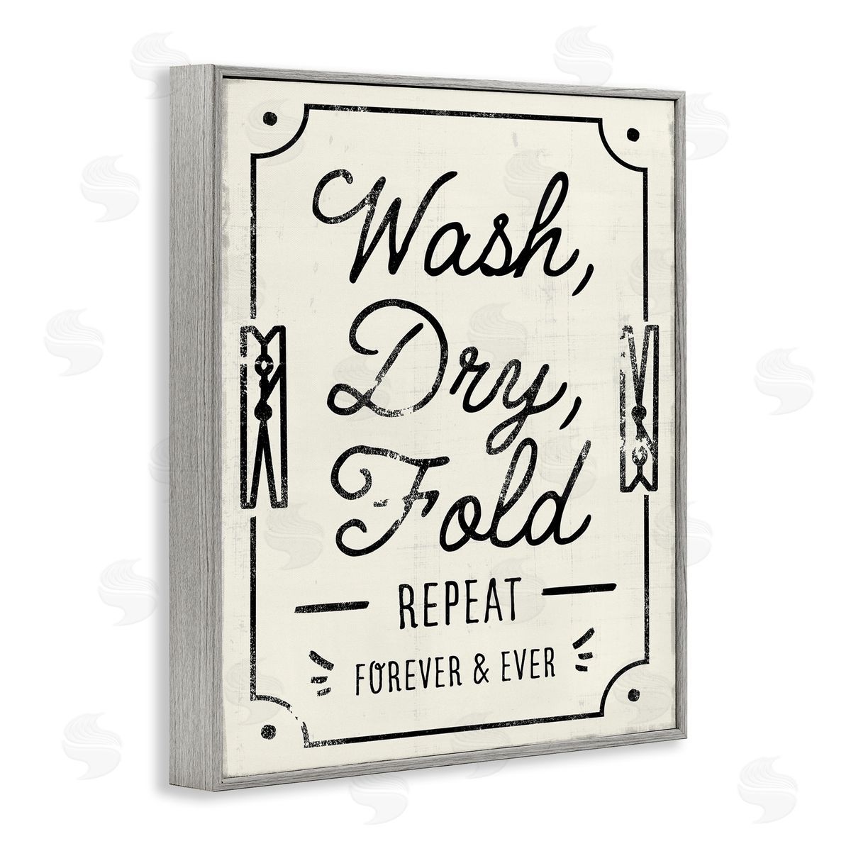Victoria Barnes Charming Laundry Wash Dry Fold Gray Framed Giclee Wall Art