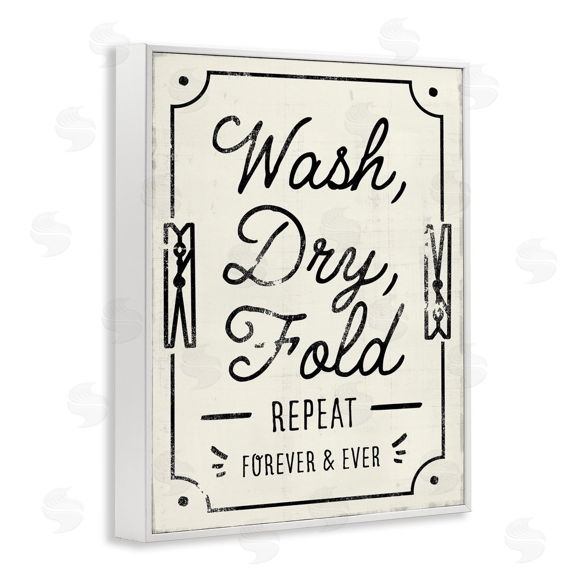 Victoria Barnes Charming Laundry Wash Dry Fold White Framed Giclee Wall Art