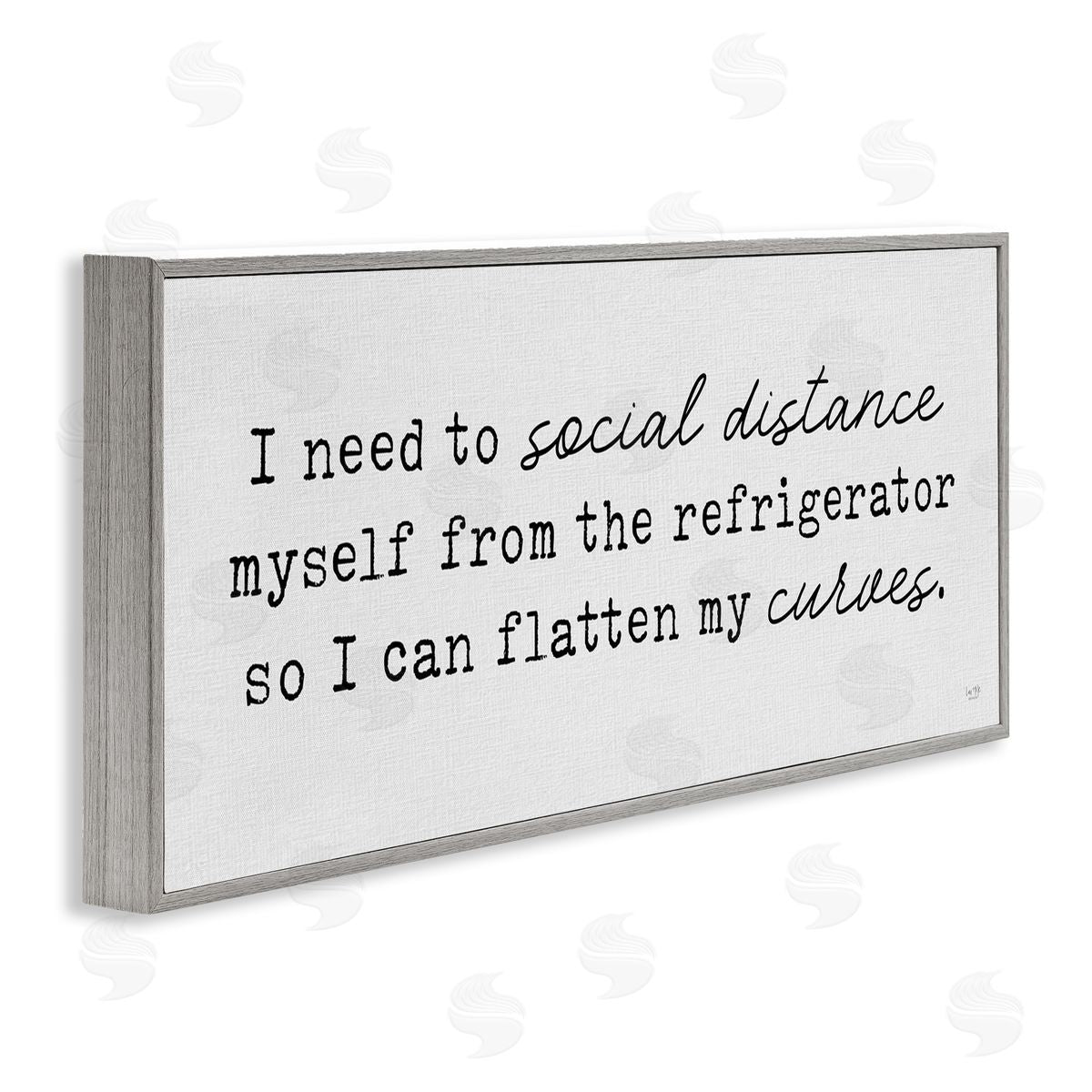 Lux + Me Designs Social Distance from Refrigerator Kitchen Humor Gray Framed Giclee Wall Art