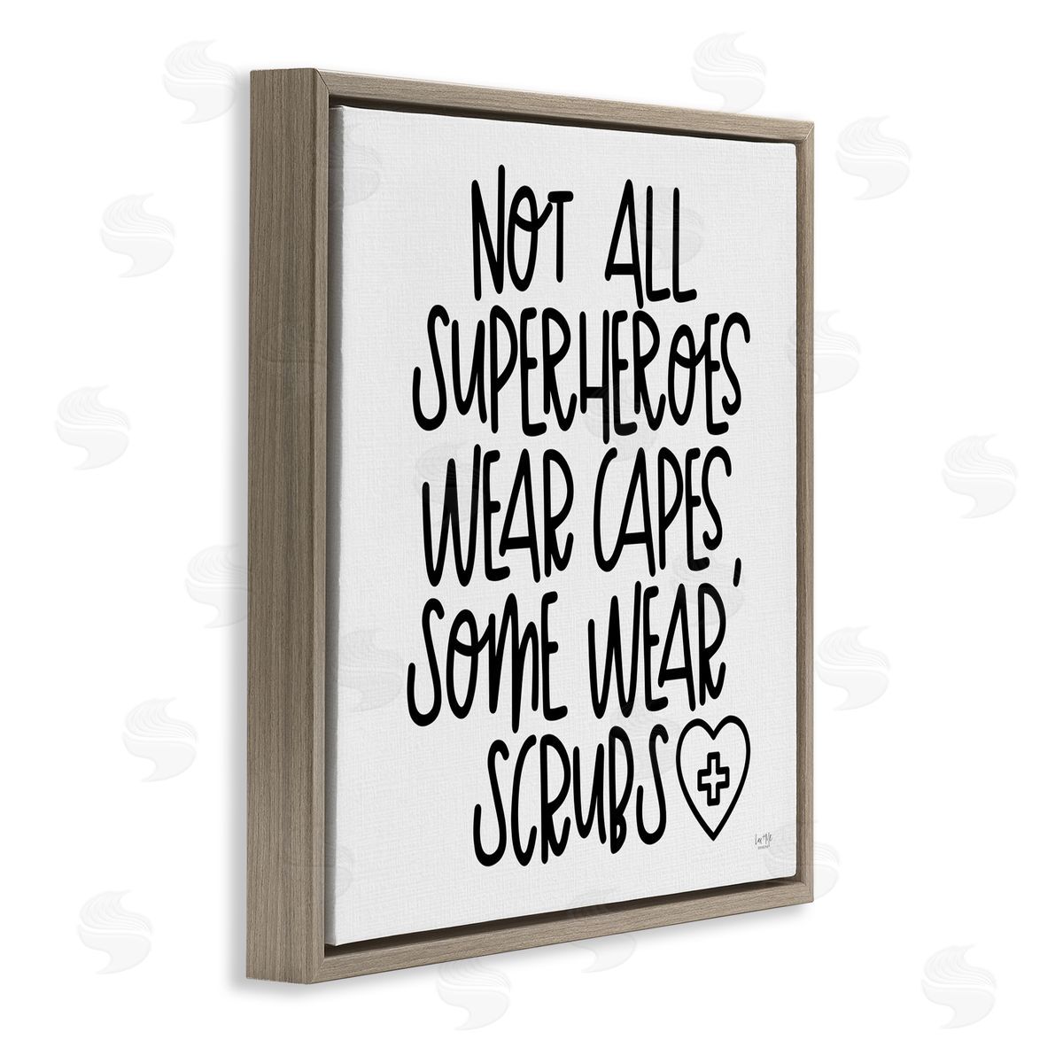 Lux + Me Designs Some Superheroes Wear Scrubs Healthcare Appreciation Brown Floater Frame Canvas Art