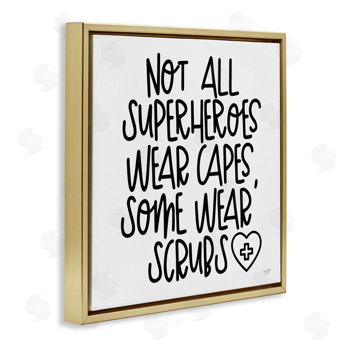 Lux + Me Designs Some Superheroes Wear Scrubs Healthcare Appreciation Gold Floater Frame Canvas Art