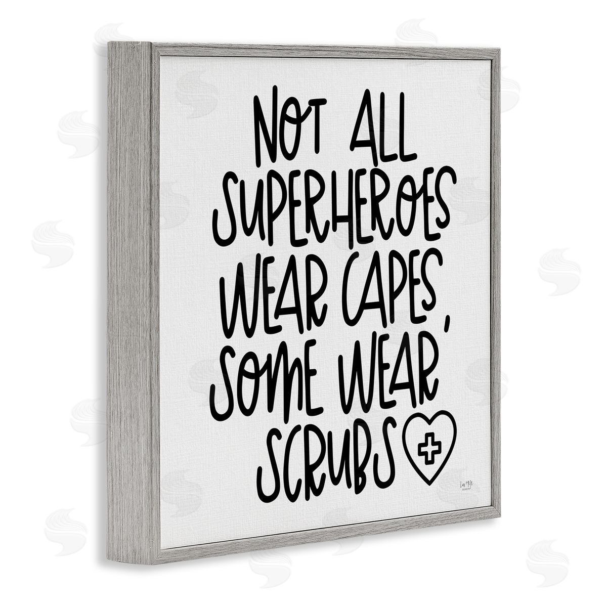 Lux + Me Designs Some Superheroes Wear Scrubs Healthcare Appreciation Gray Framed Giclee Wall Art