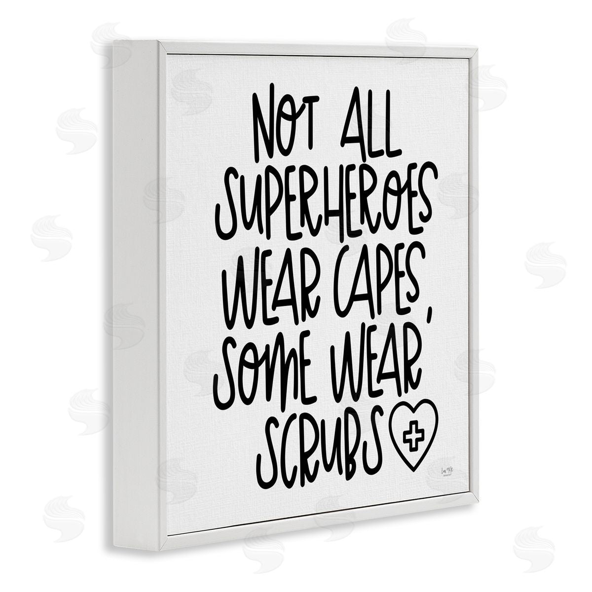 Lux + Me Designs Some Superheroes Wear Scrubs Healthcare Appreciation White Framed Giclee Wall Art
