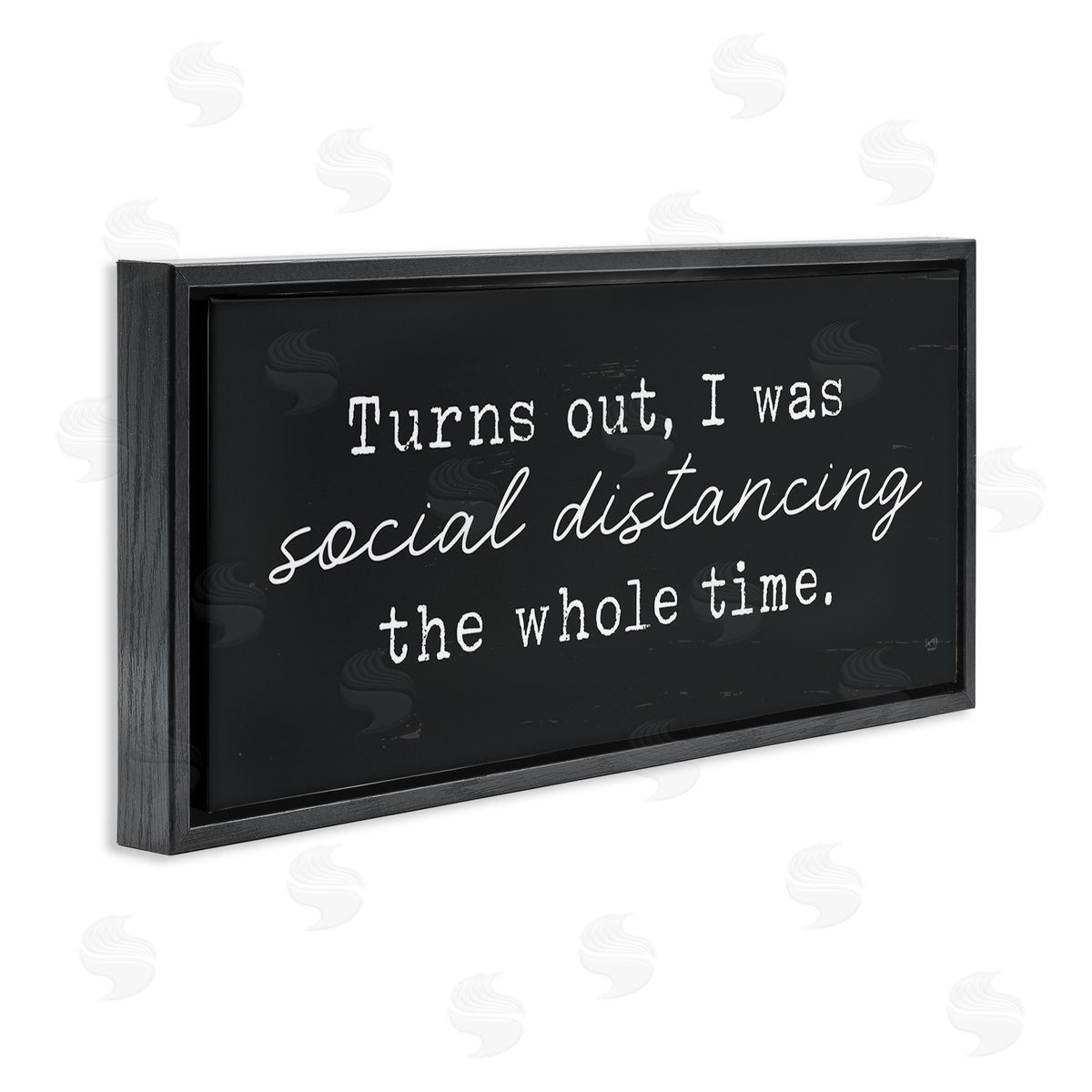 Lux + Me Designs I've Been Social Distancing Phrase Minimal Black Floater Frame Canvas Art