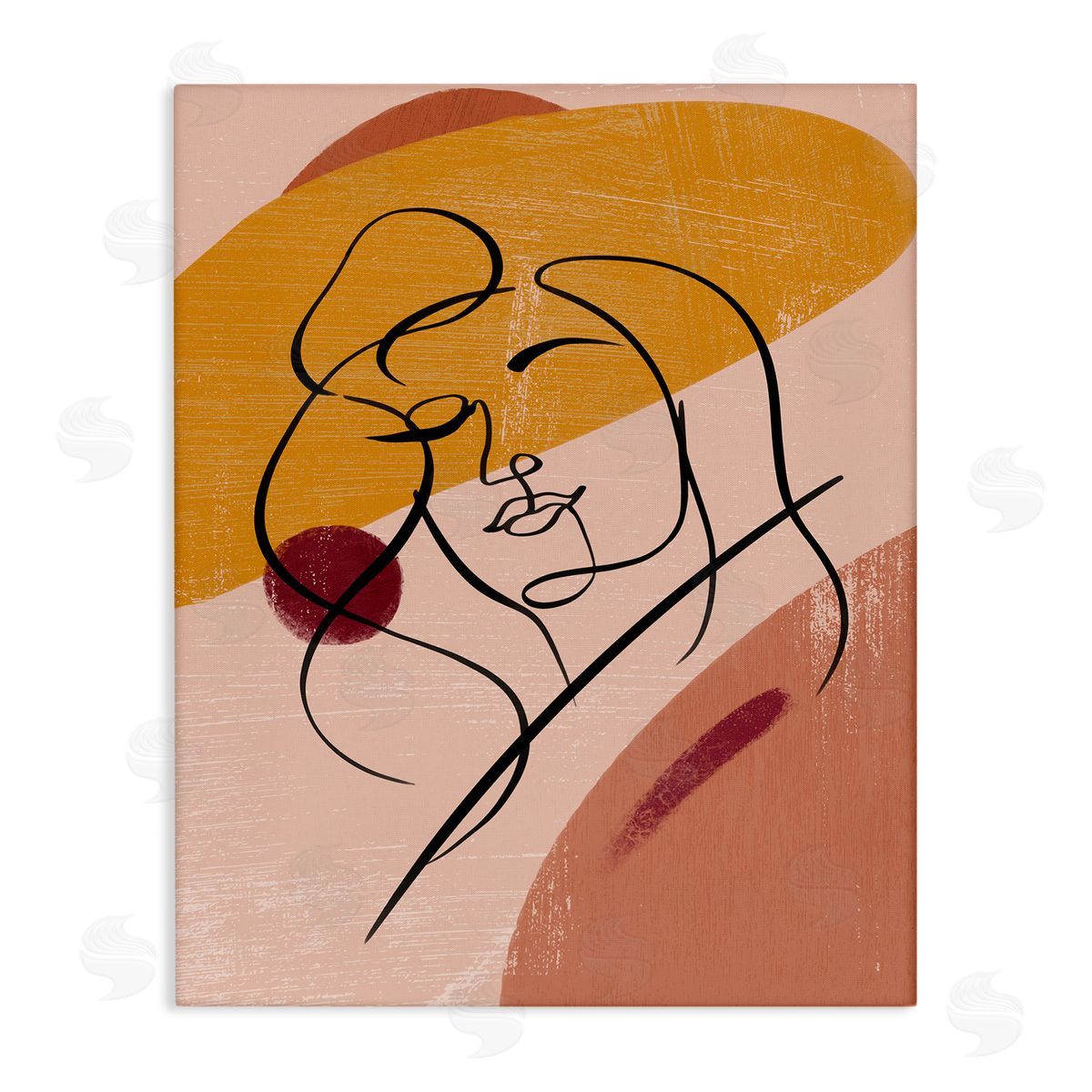 Ziwei Li Abstract Female Portrait Warm Circular Shapes Canvas Wall Art