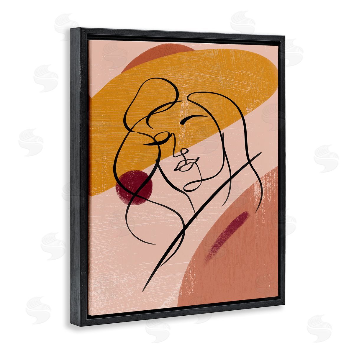 Ziwei Li Abstract Female Portrait Warm Circular Shapes Black Floater Frame Canvas Art