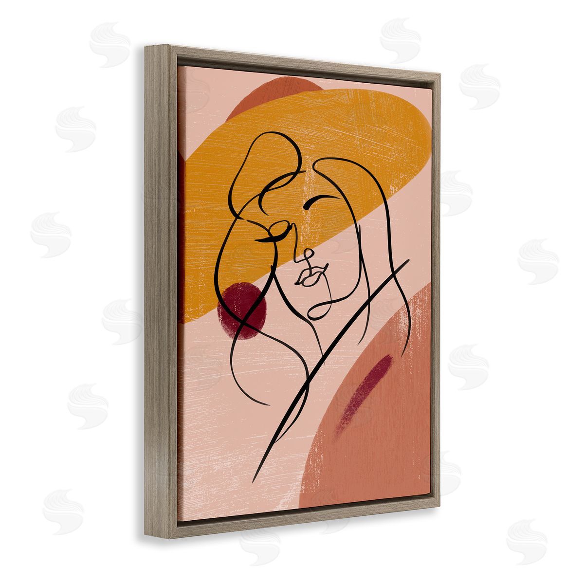 Ziwei Li Abstract Female Portrait Warm Circular Shapes Brown Floater Frame Canvas Art