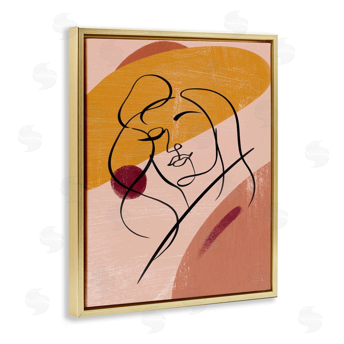 Ziwei Li Abstract Female Portrait Warm Circular Shapes Gold Floater Frame Canvas Art