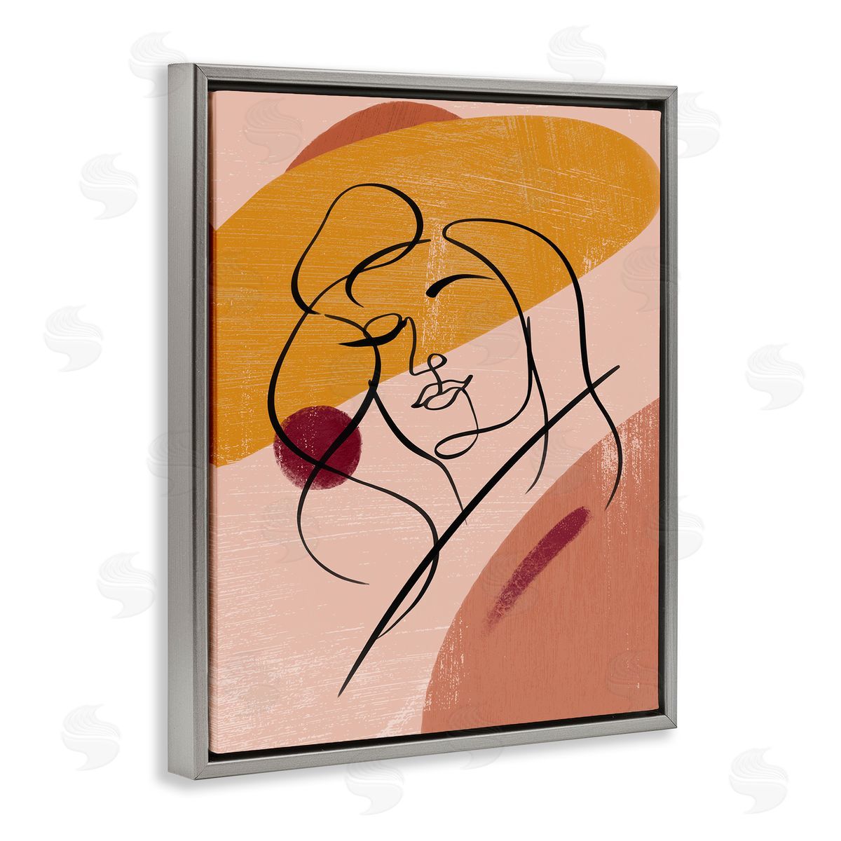 Ziwei Li Abstract Female Portrait Warm Circular Shapes Gray Floater Frame Canvas Art