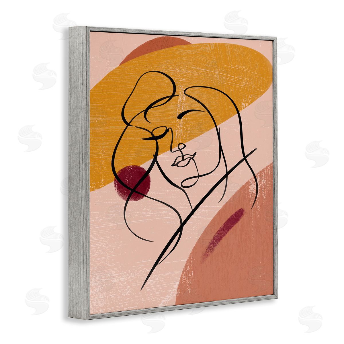 Ziwei Li Abstract Female Portrait Warm Circular Shapes Gray Framed Giclee Wall Art