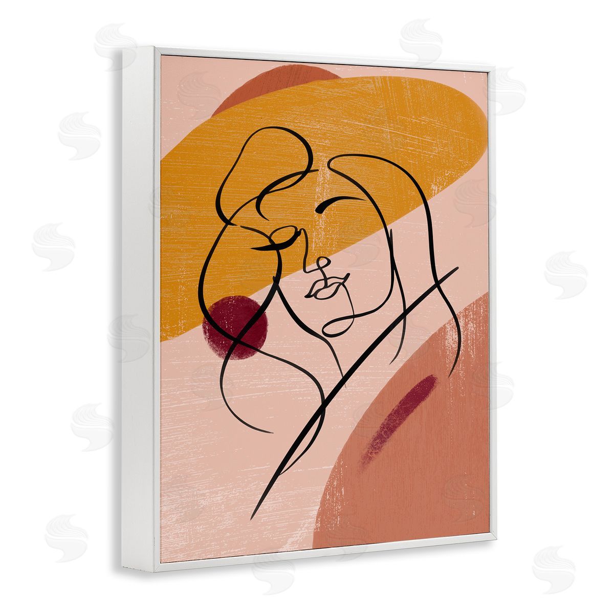 Ziwei Li Abstract Female Portrait Warm Circular Shapes White Framed Giclee Wall Art