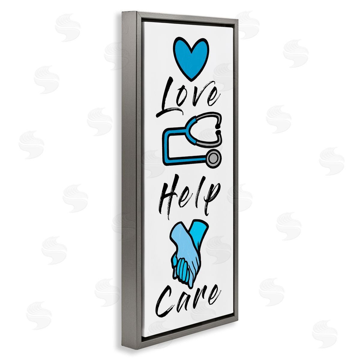 Marcus Prime Healthcare Love Help Care Illustrations Gray Floater Frame Canvas Art