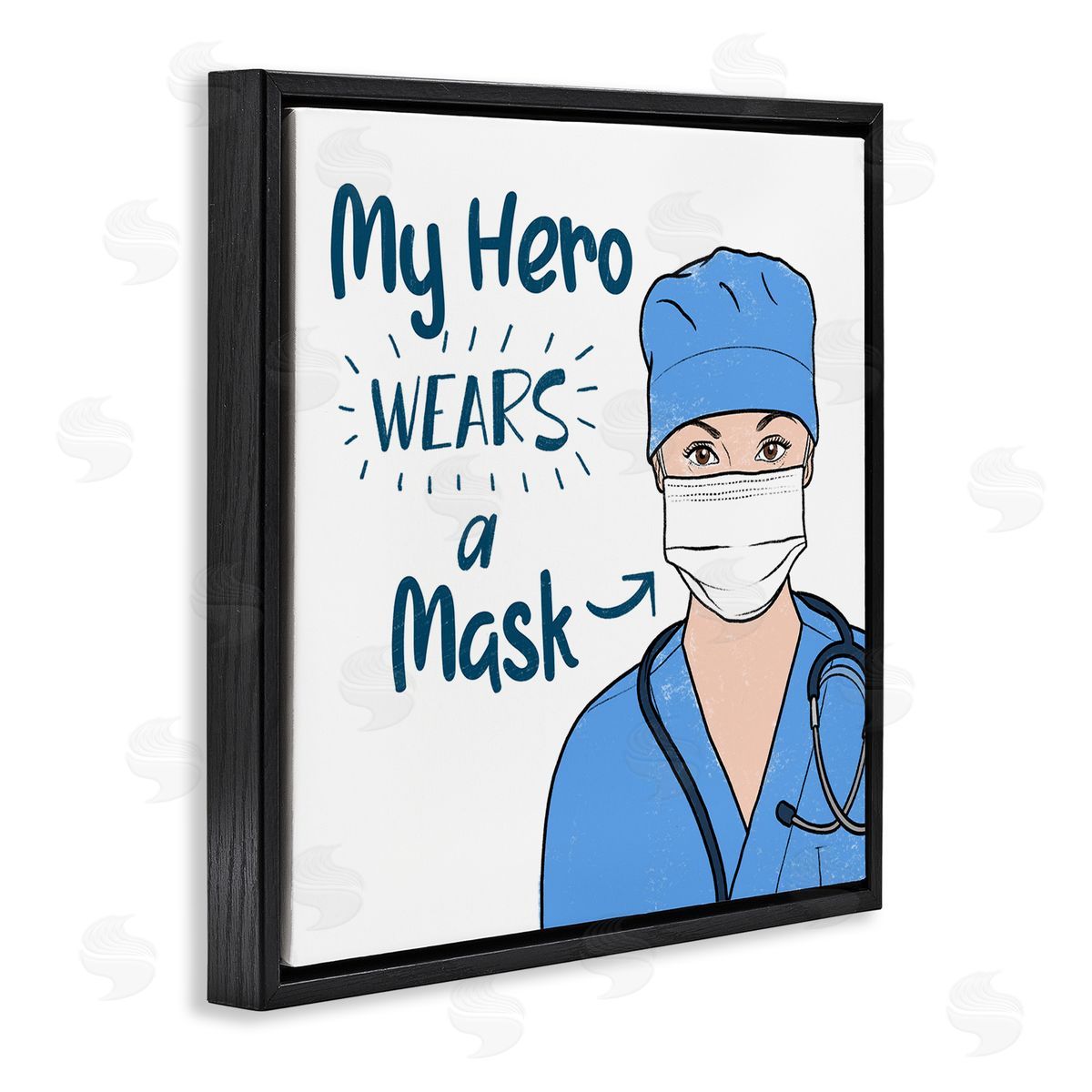 Marcus Prime My Hero Wears Mask Healthcare Appreciation Black Floater Frame Canvas Art