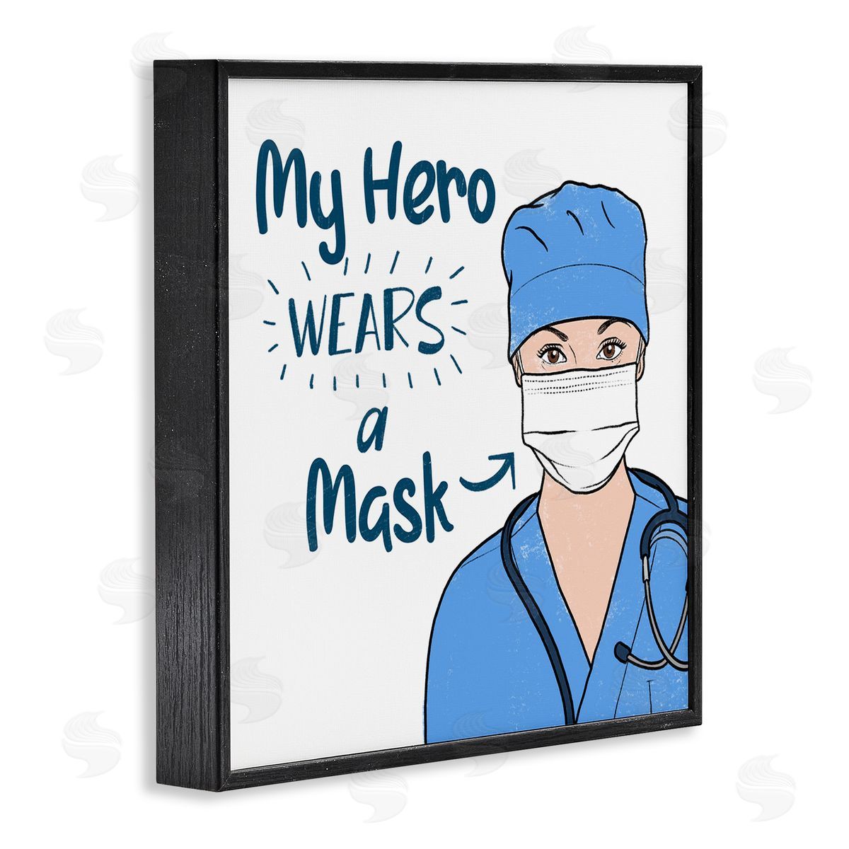 Marcus Prime My Hero Wears Mask Healthcare Appreciation Black Framed Giclee Wall Art