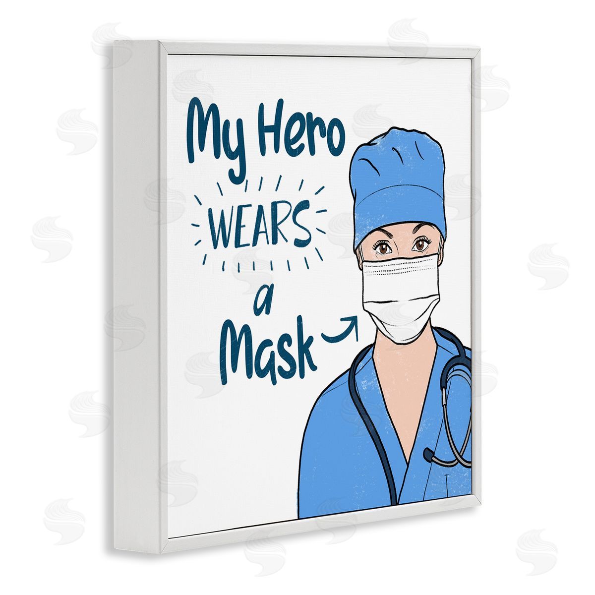 Marcus Prime My Hero Wears Mask Healthcare Appreciation White Framed Giclee Wall Art