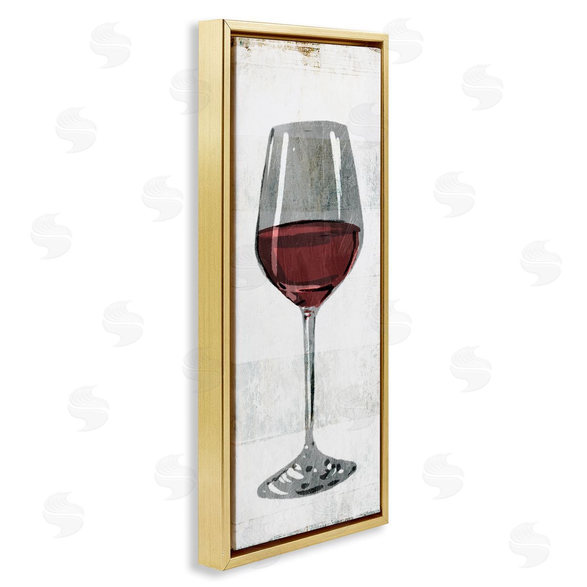 Rustic Kitchen Red Wine Glass Gold Floating Frame Canvas Wall Art, Home Decor by Milli Villa