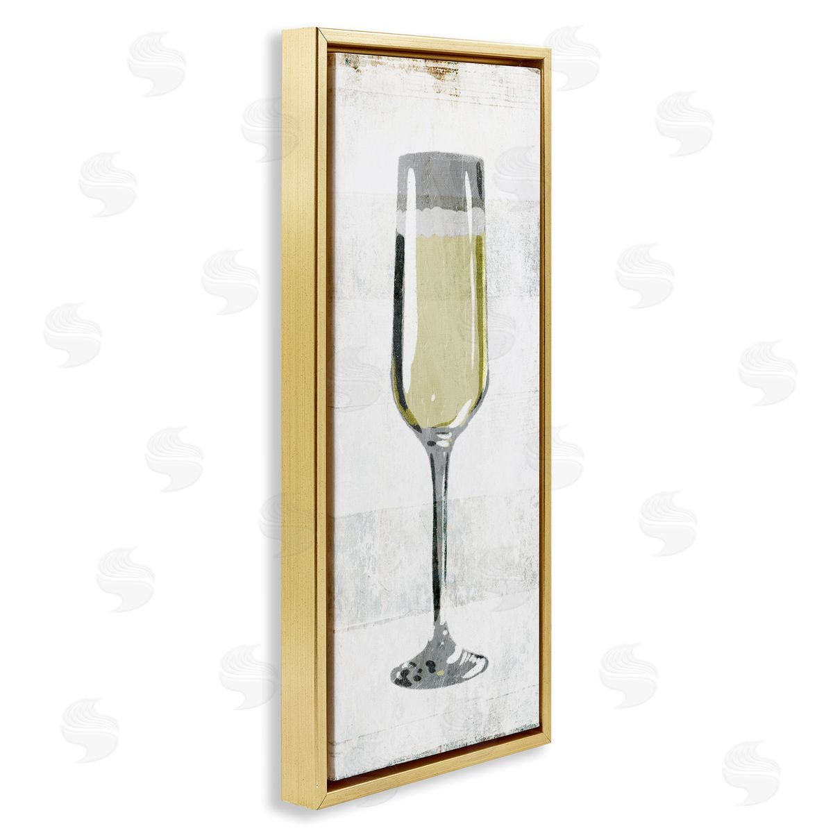 Milli Villa Champagne Flute Rustic Kitchen Gold Floater Frame Canvas Art