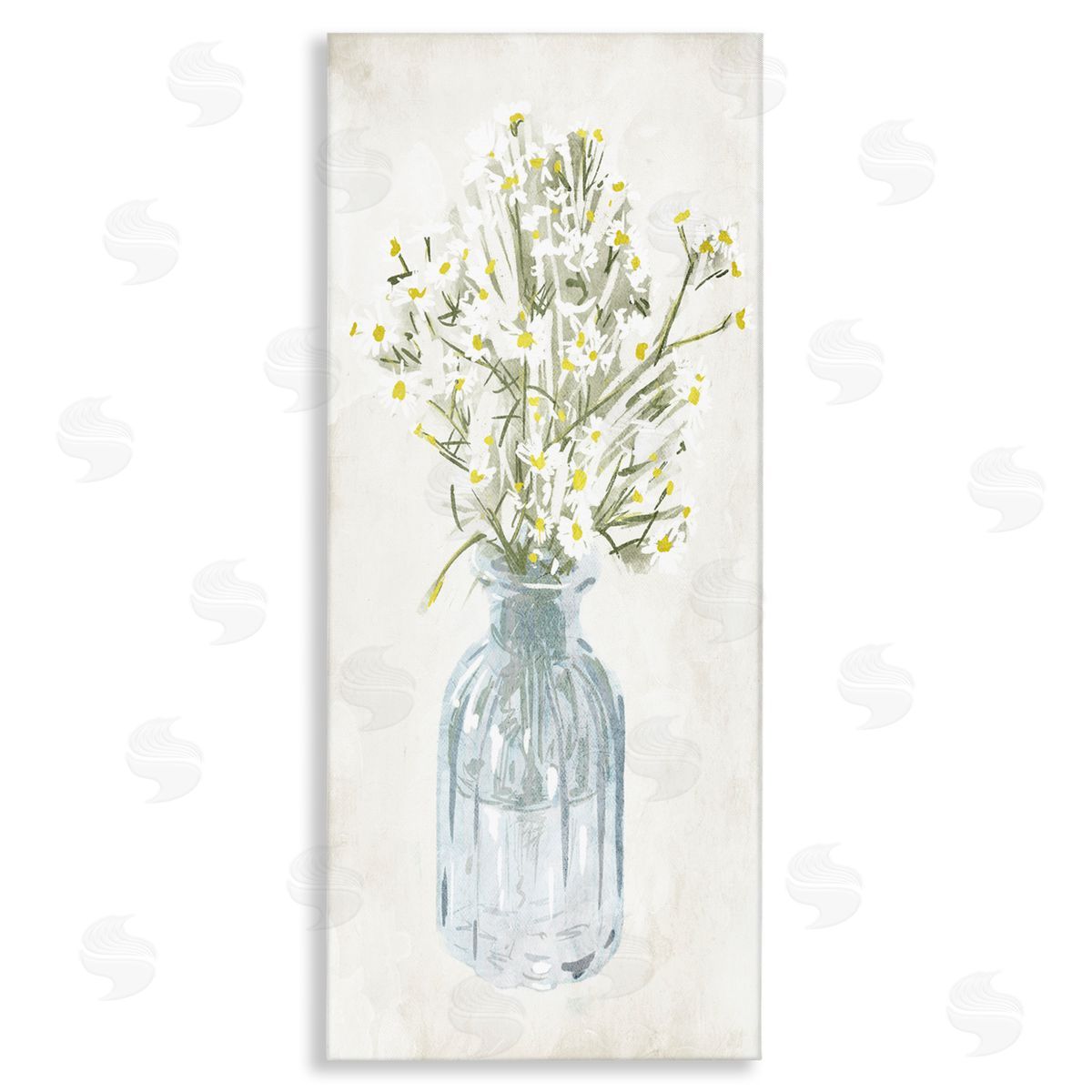 Quaint White Daisies in Jar Canvas Wall Art, Home Decor by Milli Villa