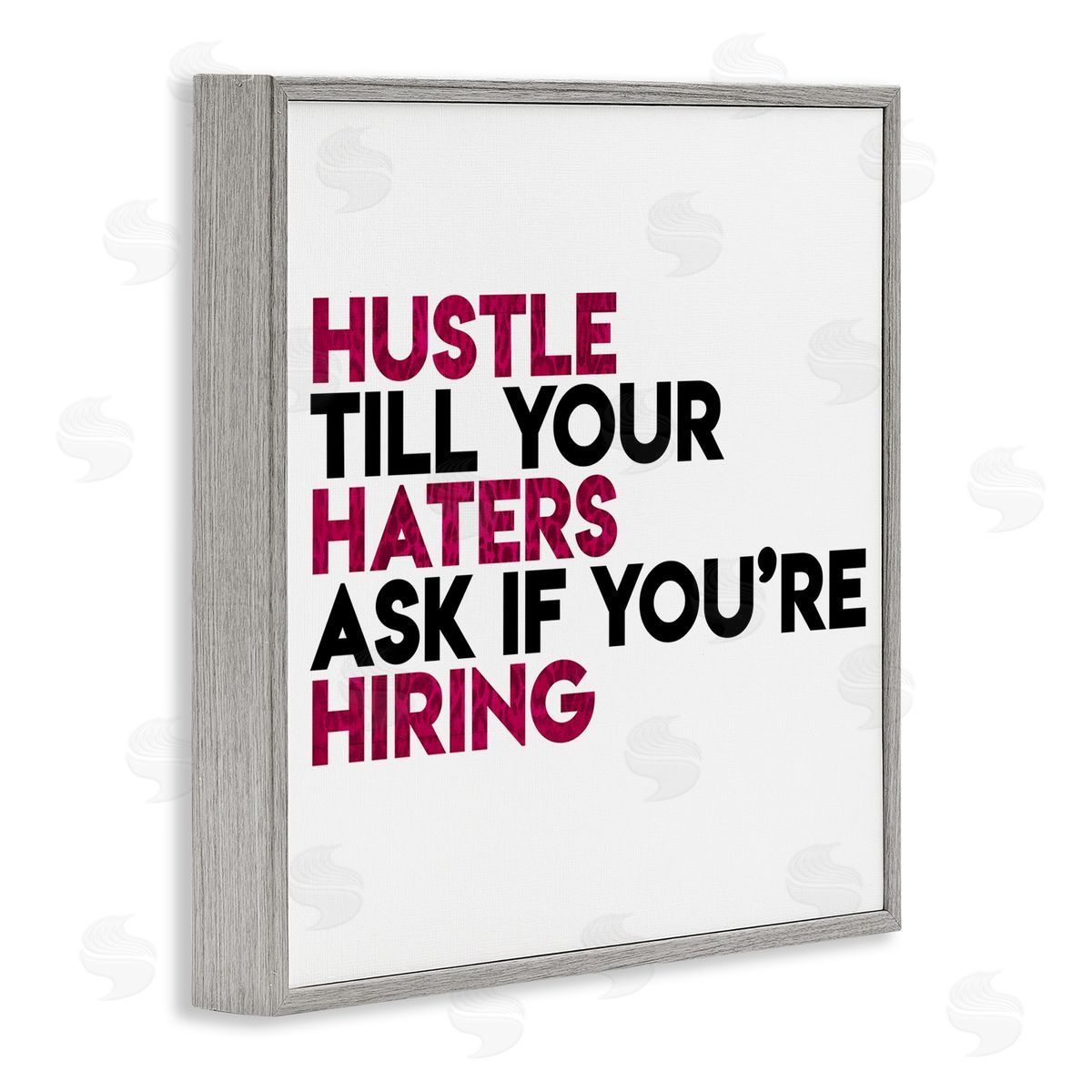 Milli Villa Hustle Till Haters Hire Motivational Pink Gray Framed Giclee Wall Art