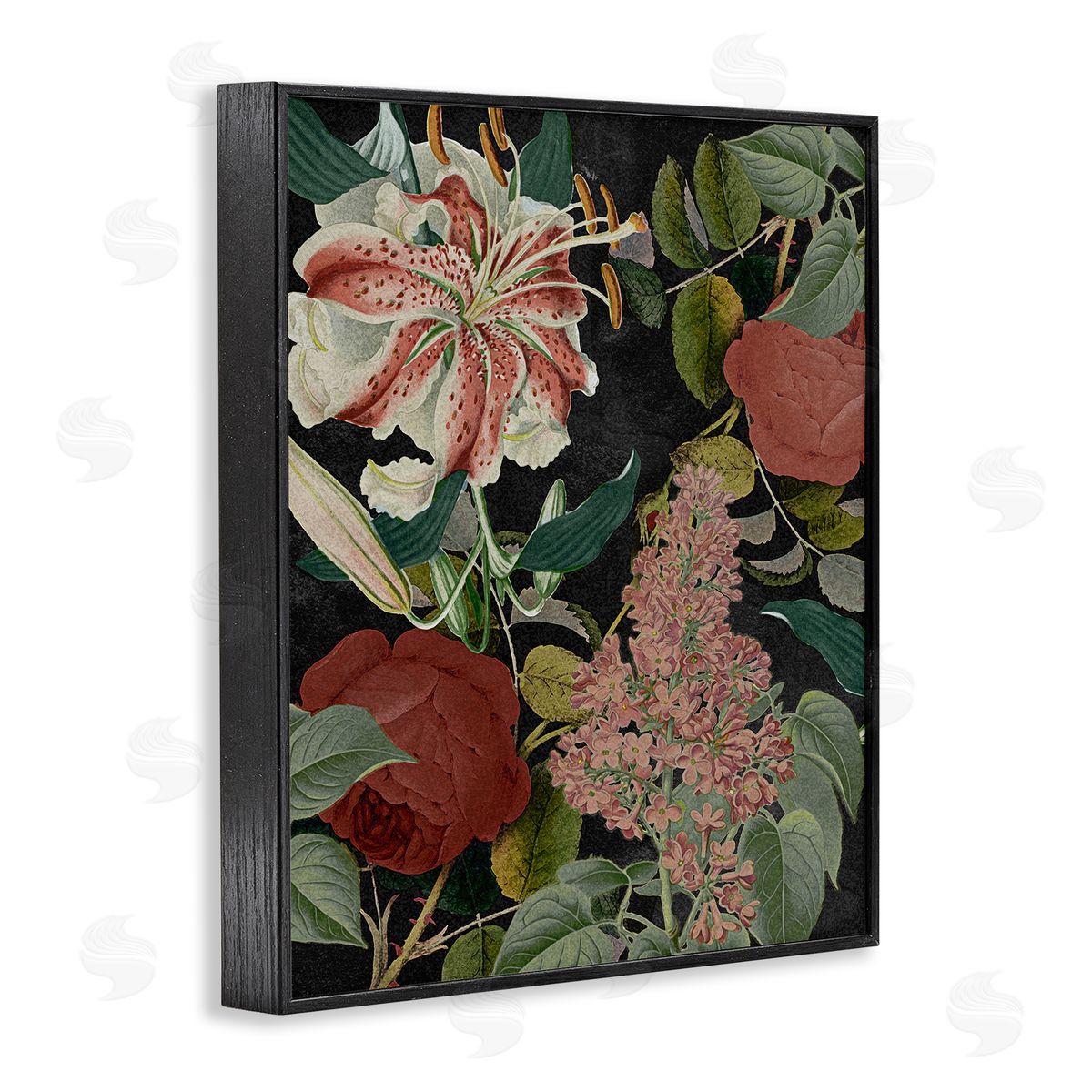 Stupell Studio Tropical Bohemian Floral Illustration Black Framed Giclee Wall Art