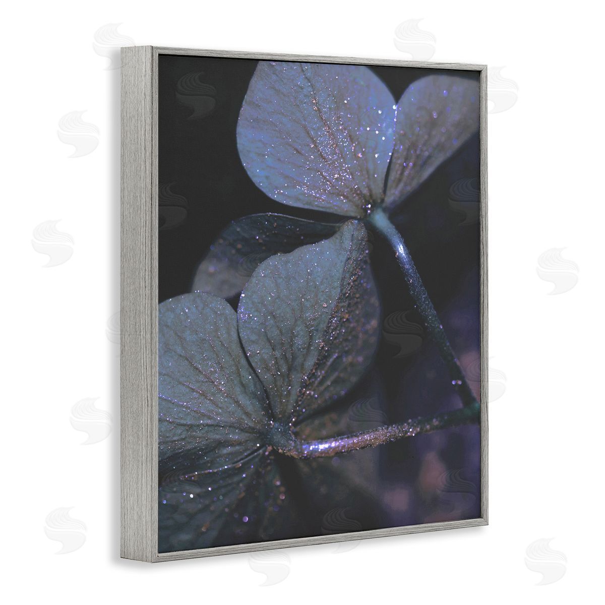 Stupell Studio Dark Tone Glittered Clover Petals  Gray Framed Giclee Wall Art