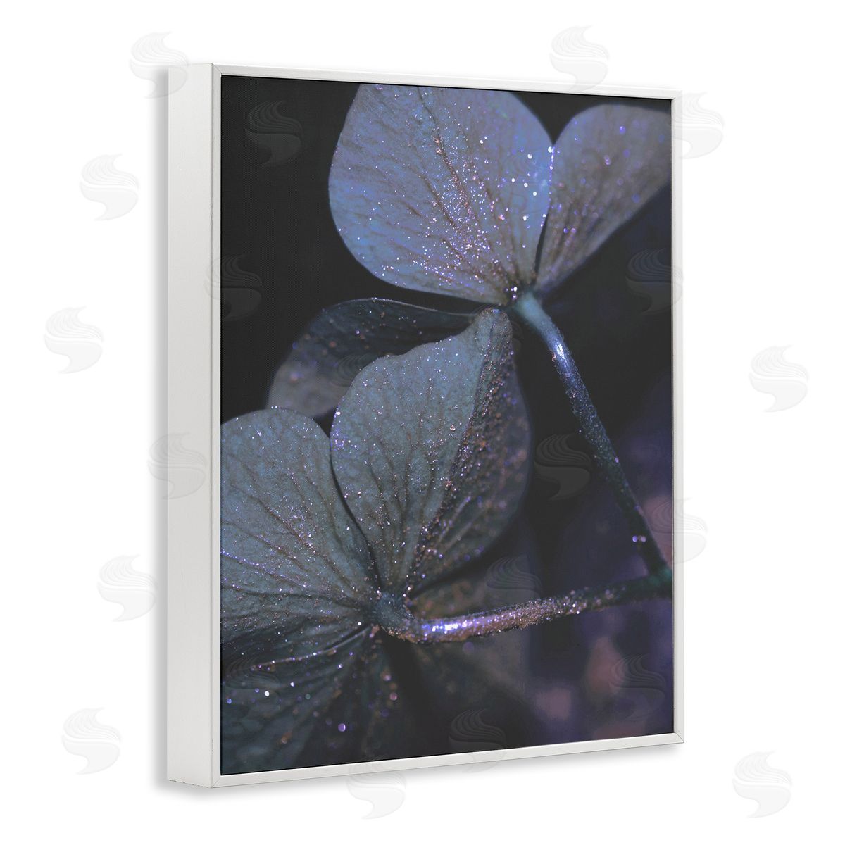 Stupell Studio Dark Tone Glittered Clover Petals  White Framed Giclee Wall Art