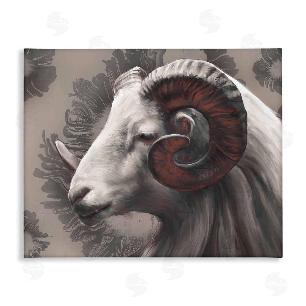 Ziwei Li Big Horn Ram Portrait Abstract Canvas Wall Art