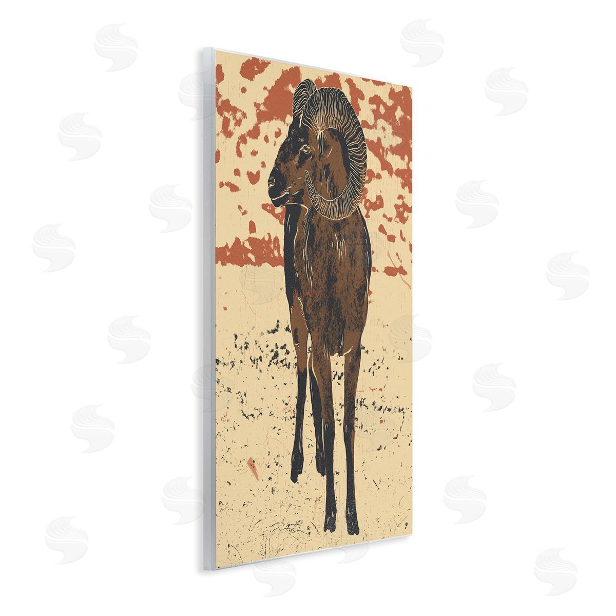Ziwei Li Abstract Vintage Ram Animal Horns Wall Plaque Art