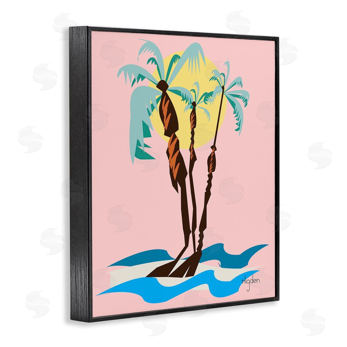 Mark Higden Palm Tree Trio Sunny Sky Black Framed Giclee Wall Art