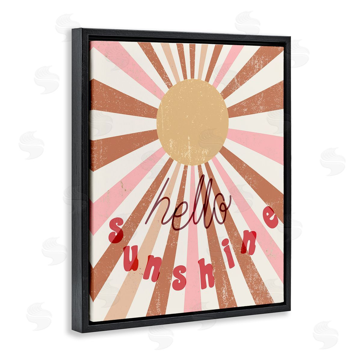 Stupell Studio Hello Sunshine Light Bursts Black Floater Frame Canvas Art