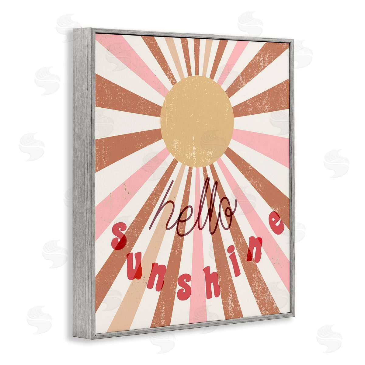 Stupell Studio Hello Sunshine Light Bursts Gray Framed Giclee Wall Art